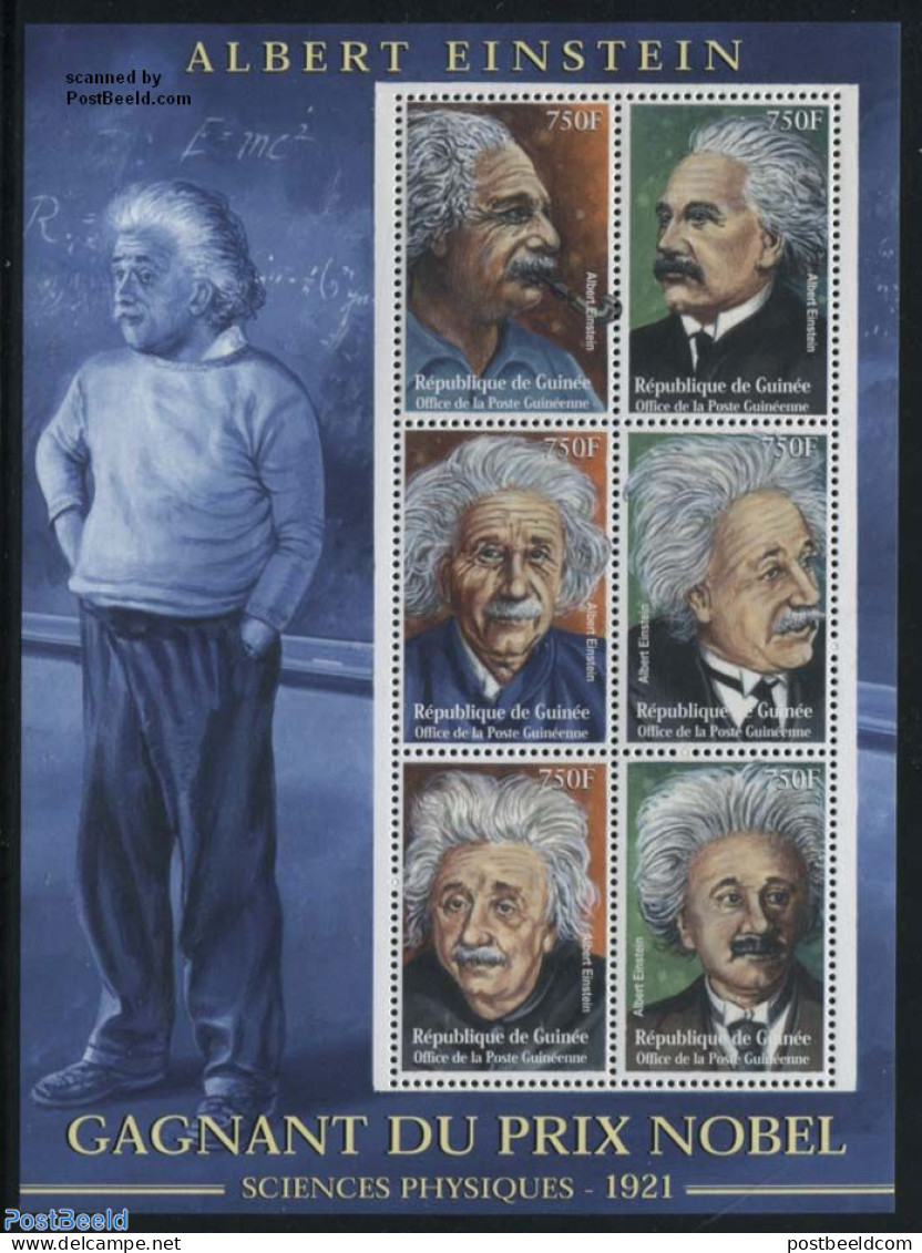 Guinea, Republic 2001 Famous People 6v M/s, Mint NH, History - Science - Nobel Prize Winners - Atom Use & Models - Che.. - Nobel Prize Laureates