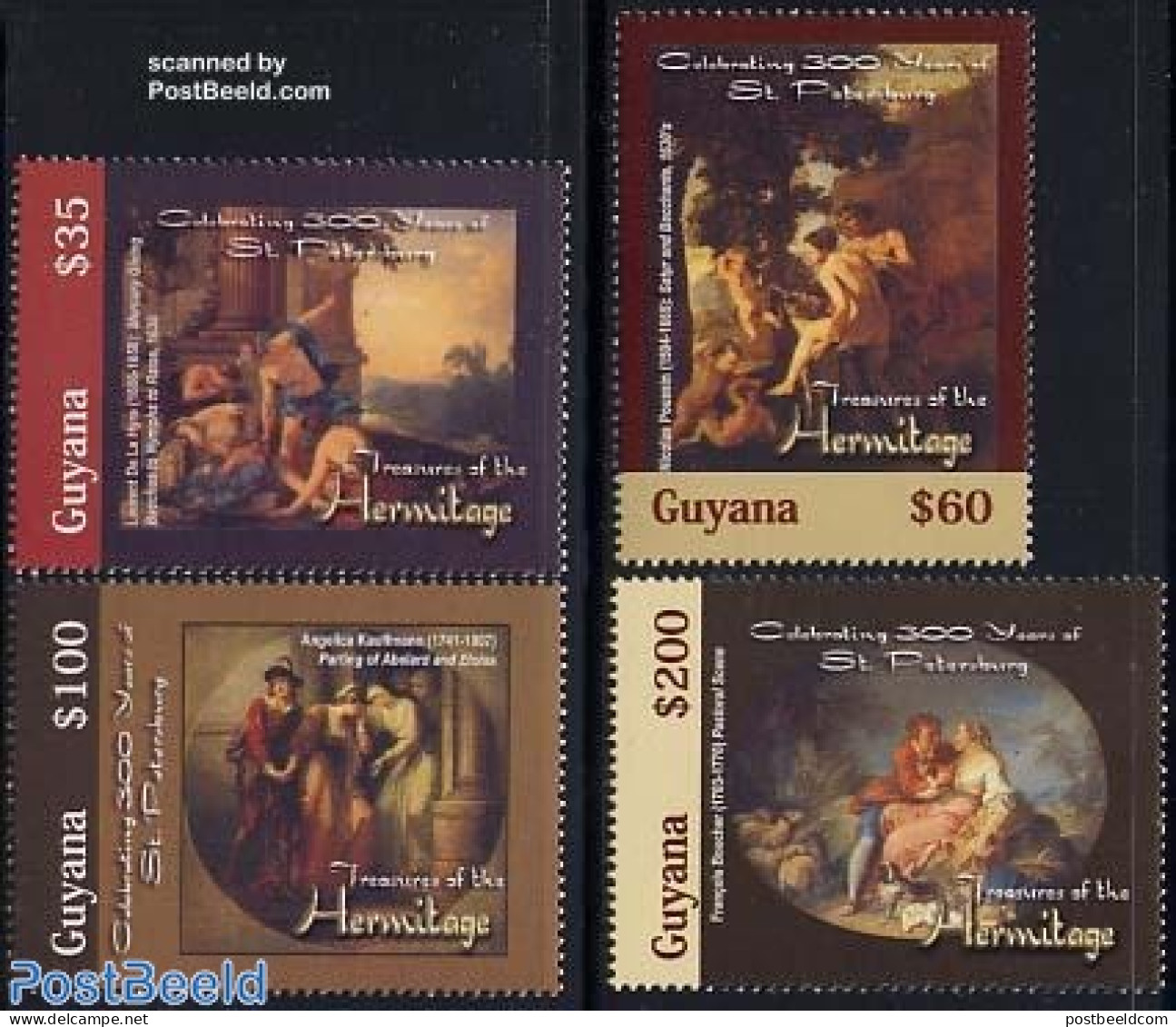 Guyana 2003 Hermitage, Paintings 4v, Mint NH, Art - Paintings - Guiana (1966-...)