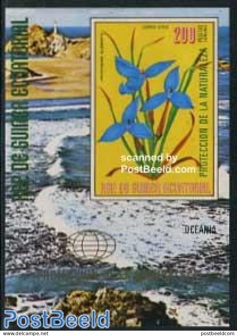 Equatorial Guinea 1976 Australian Flowerrs S/s Imperforated, Mint NH, Nature - Various - Flowers & Plants - Lighthouse.. - Lighthouses