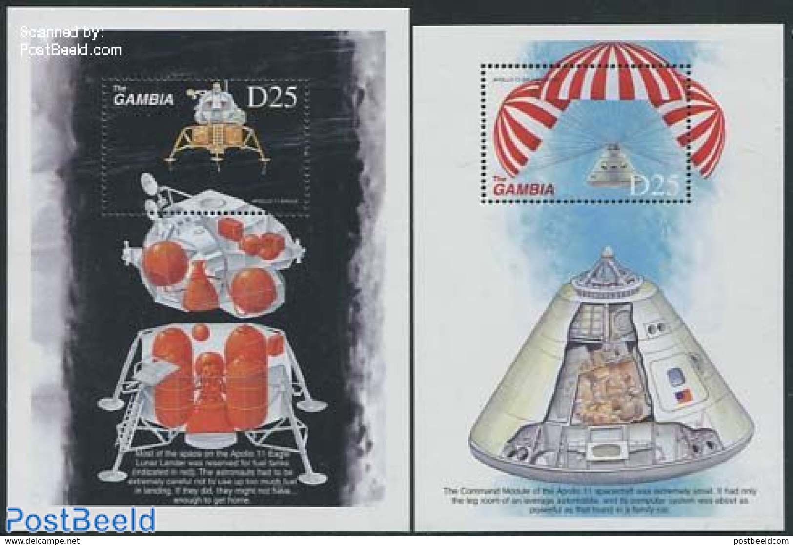 Gambia 1999 30 Years Moonlanding 2 S/s, Mint NH, Transport - Space Exploration - Gambie (...-1964)