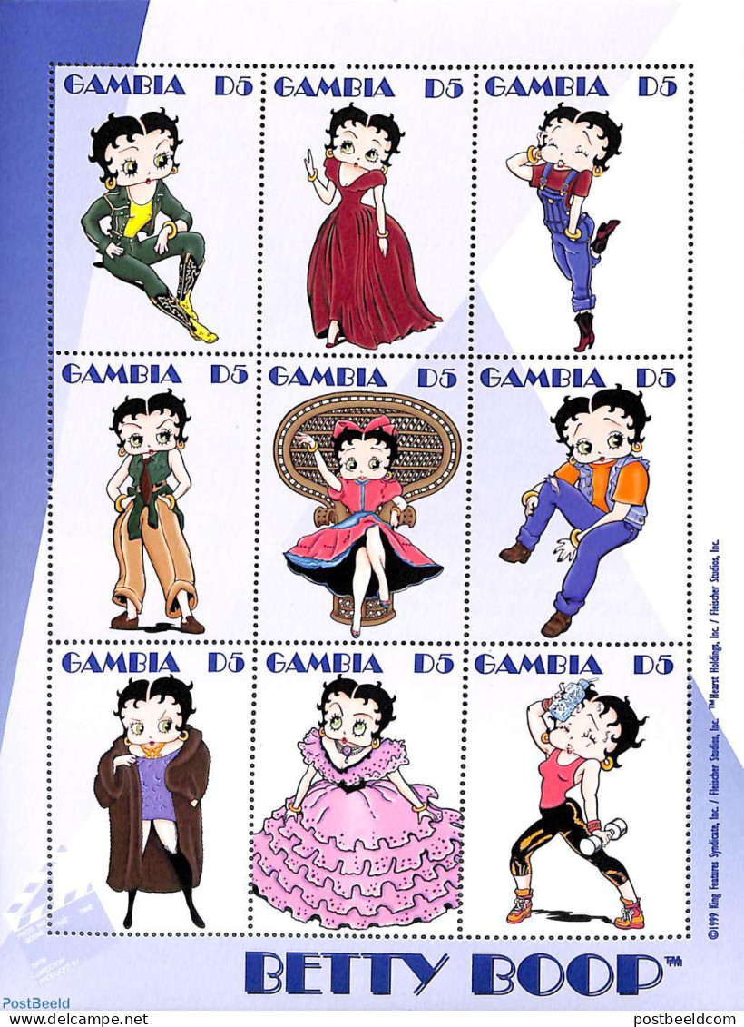 Gambia 2000 Betty Boop 9v M/s, Mint NH, Art - Comics (except Disney) - Comics
