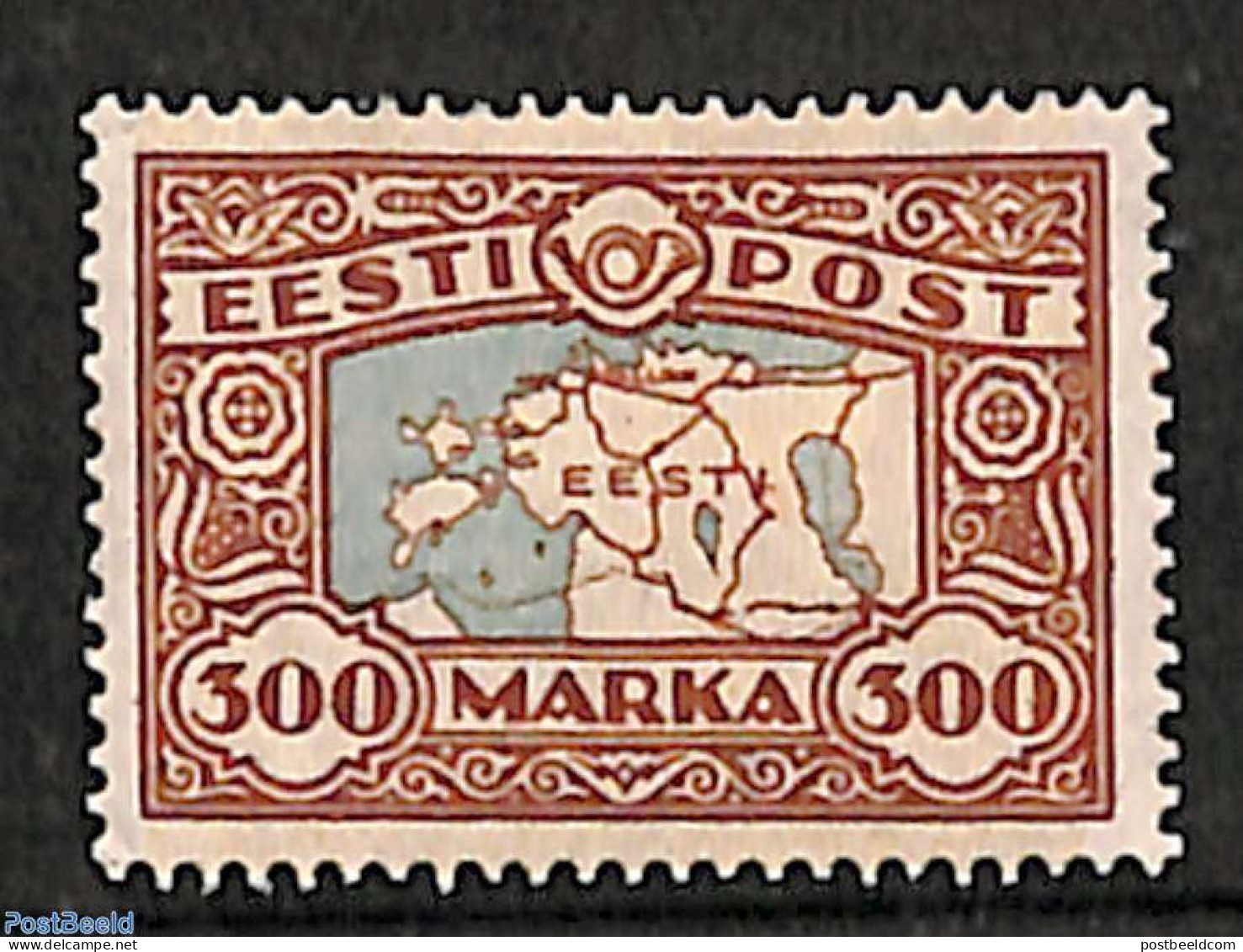 Estonia 1924 Map (300M) 1v, Mint NH, Various - Maps - Géographie