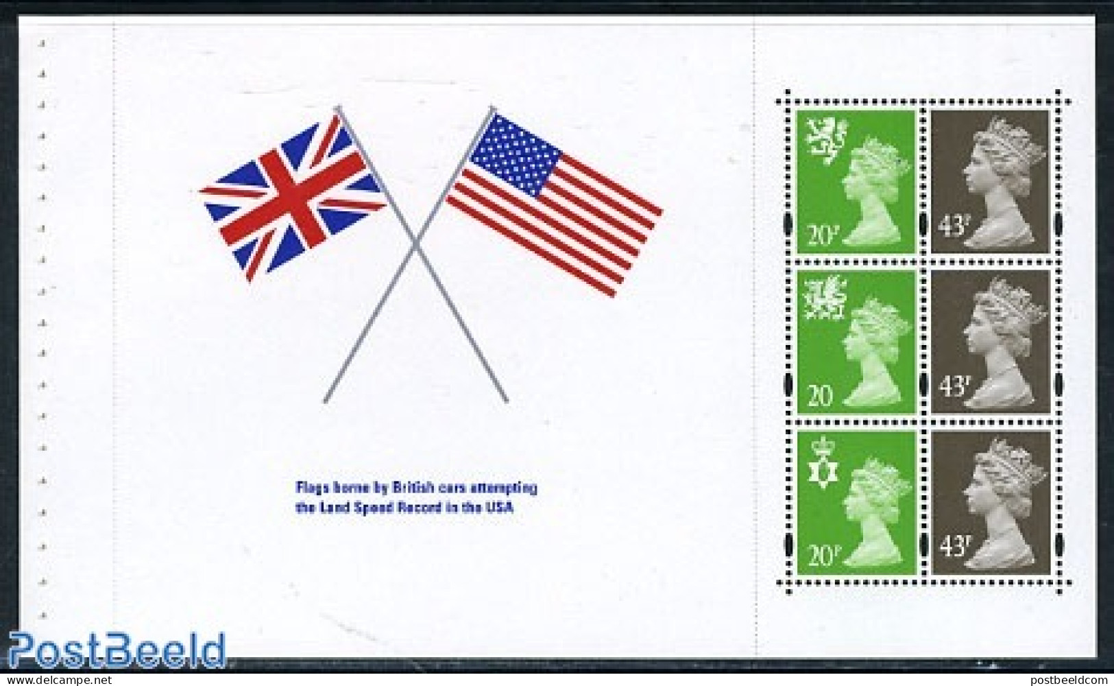 Great Britain 1998 Land Speed Record Booklet Pane, Mint NH - Ungebraucht