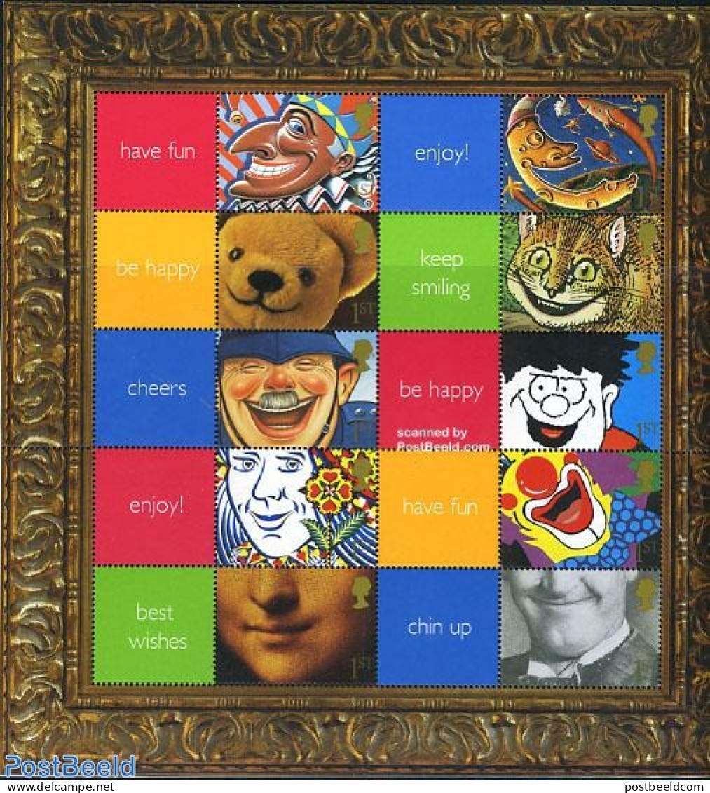 Great Britain 2000 Smiling M/s (perf. 14.25)(tabs May Vary), Mint NH, Nature - Performance Art - Various - Cats - Circ.. - Other & Unclassified