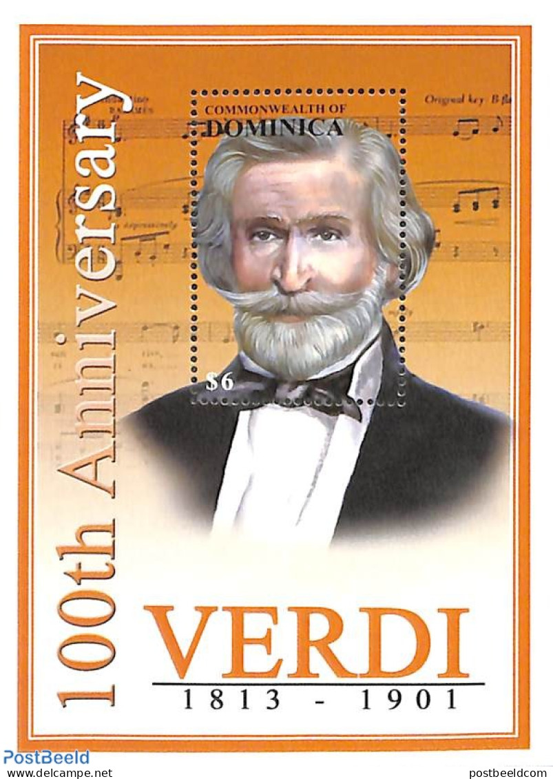 Dominica 2001 G. Verdi S/s, Mint NH, Performance Art - Music - Music