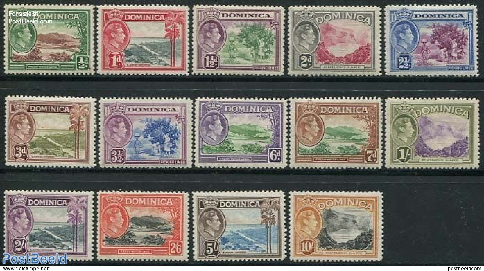 Dominica 1938 Definitives 14v, Unused (hinged) - Dominicaanse Republiek