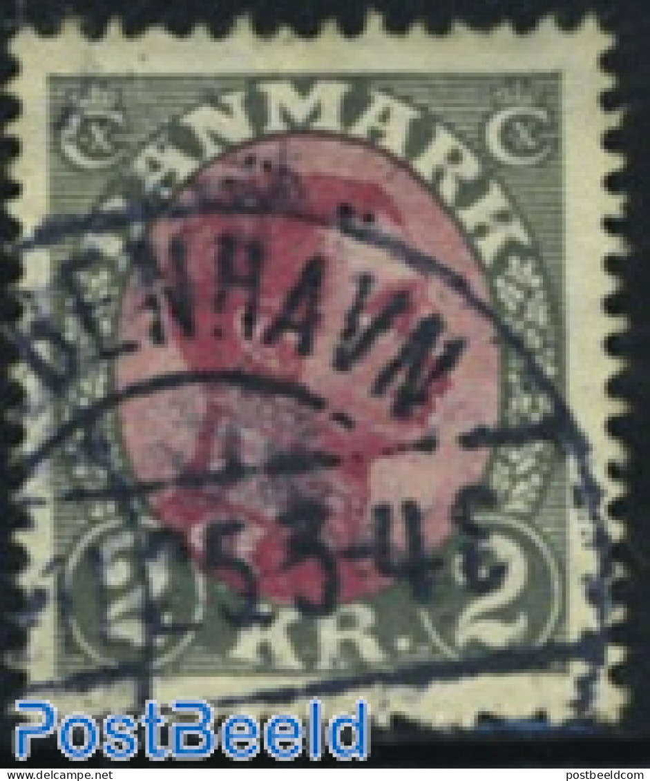 Denmark 1926 2 Kr Darkgreen/lilacred, Used - Used Stamps