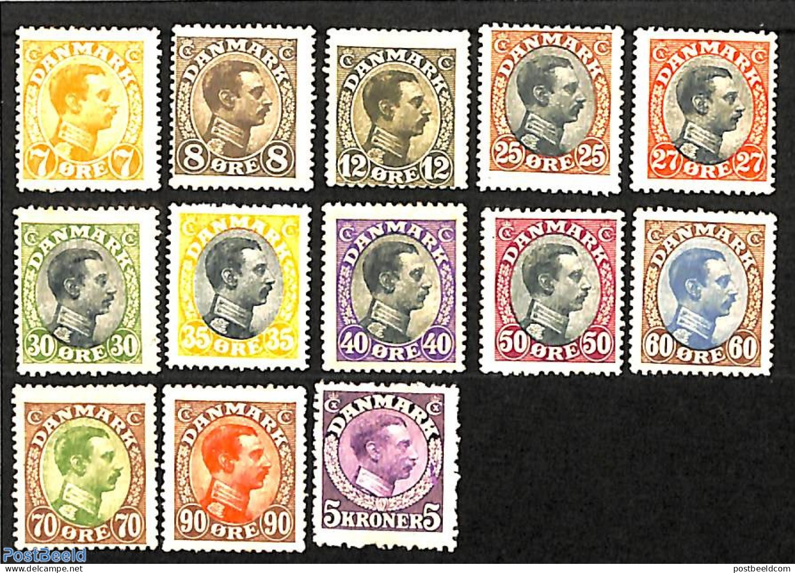 Denmark 1918 Definitives 13v, Unused (hinged) - Unused Stamps