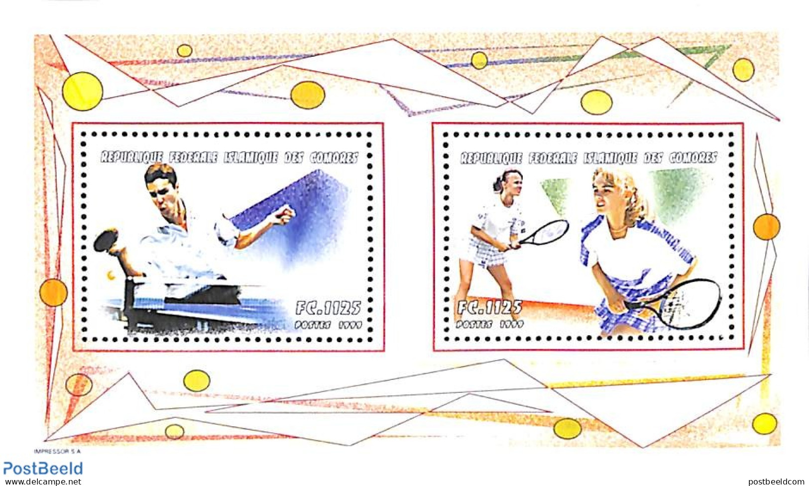 Comoros 1999 Tennis & Table-tennis 2v M/s, Mint NH, Sport - Table Tennis - Tennis - Table Tennis