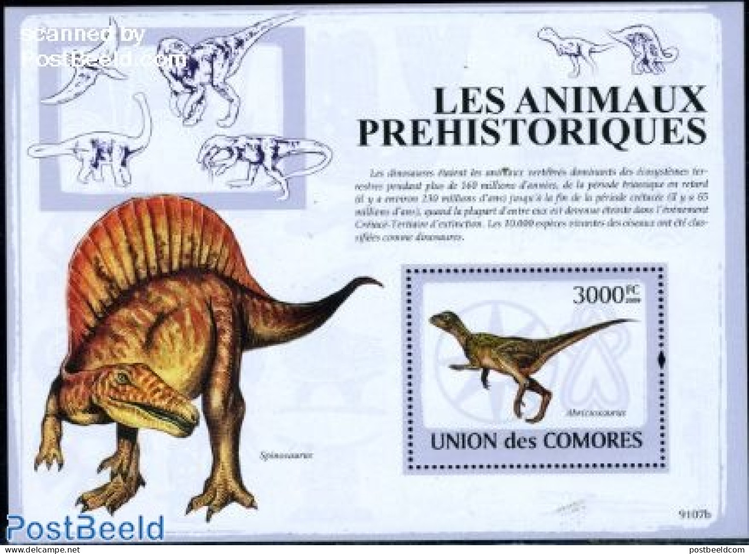 Comoros 2008 Dinosaurs S/s, Mint NH, Nature - Prehistoric Animals - Prehistorics