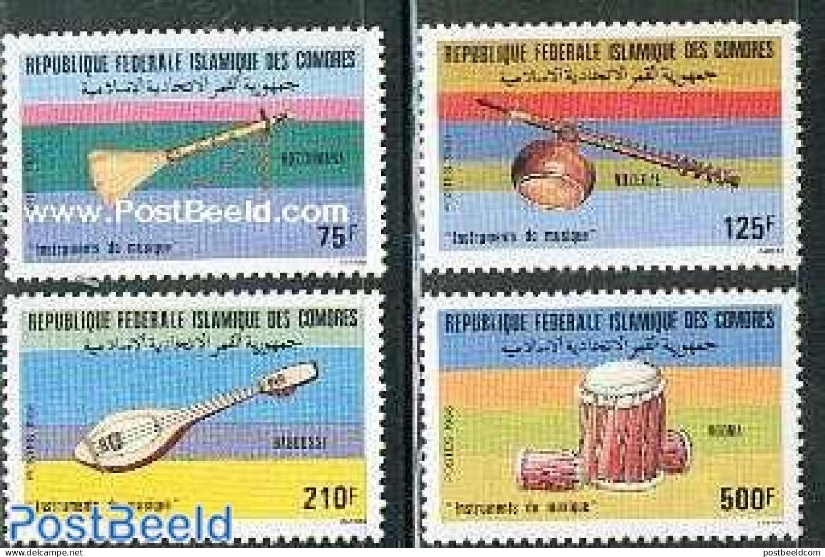 Comoros 1986 Music Instruments 4v, Mint NH, Performance Art - Music - Musical Instruments - Music