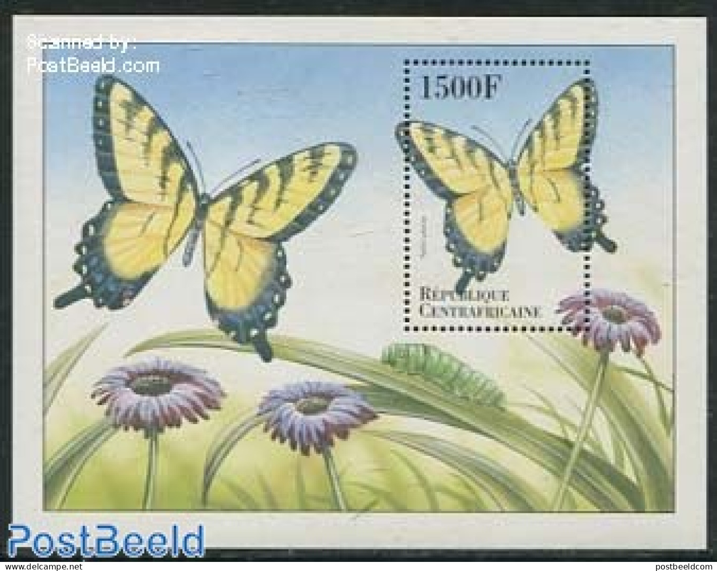 Central Africa 2000 Papilio Glaucus S/s, Mint NH, Nature - Butterflies - Flowers & Plants - Centrafricaine (République)