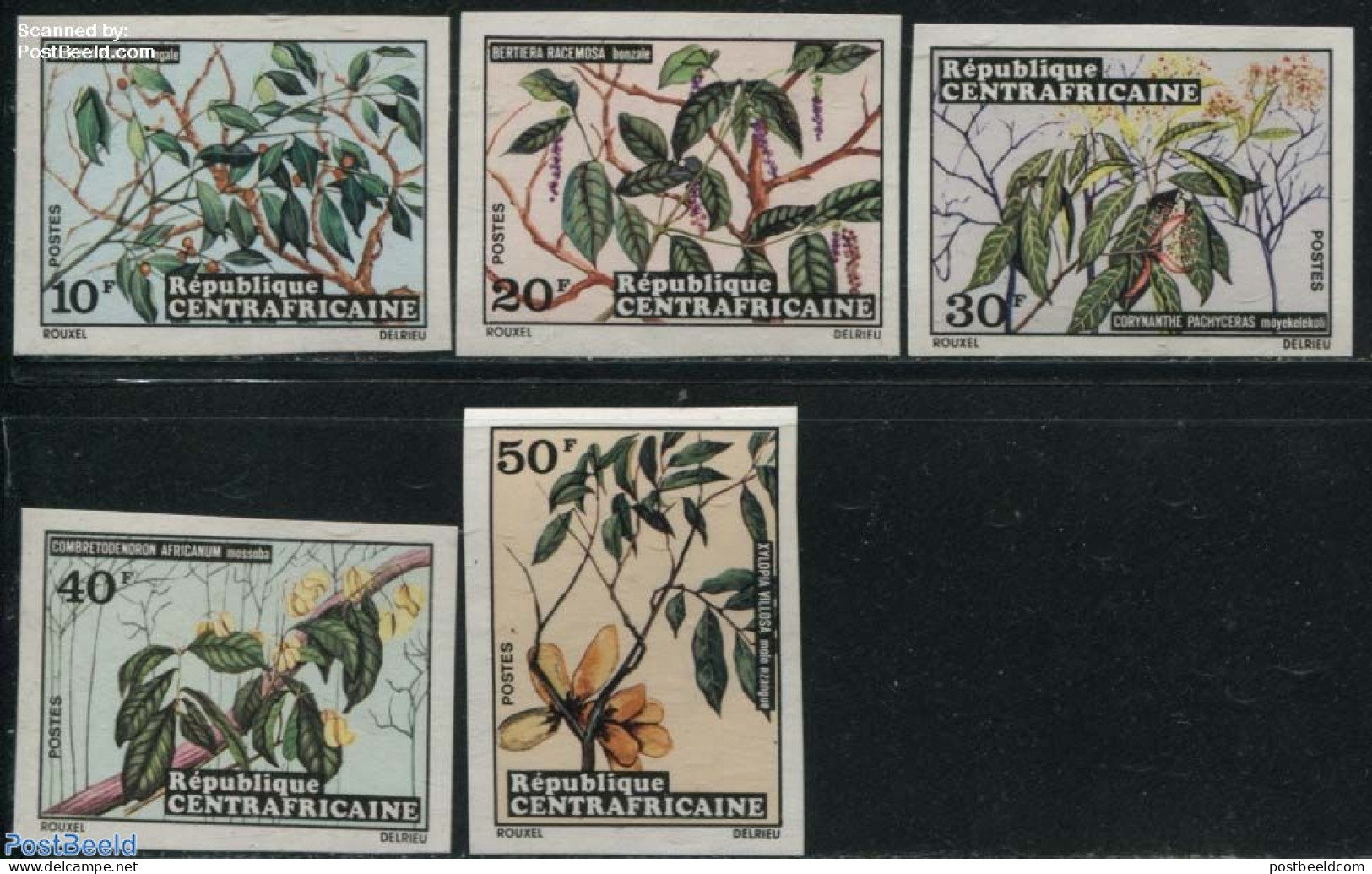 Central Africa 1973 Flowers 5v, Imperforated, Mint NH, Nature - Flowers & Plants - Repubblica Centroafricana