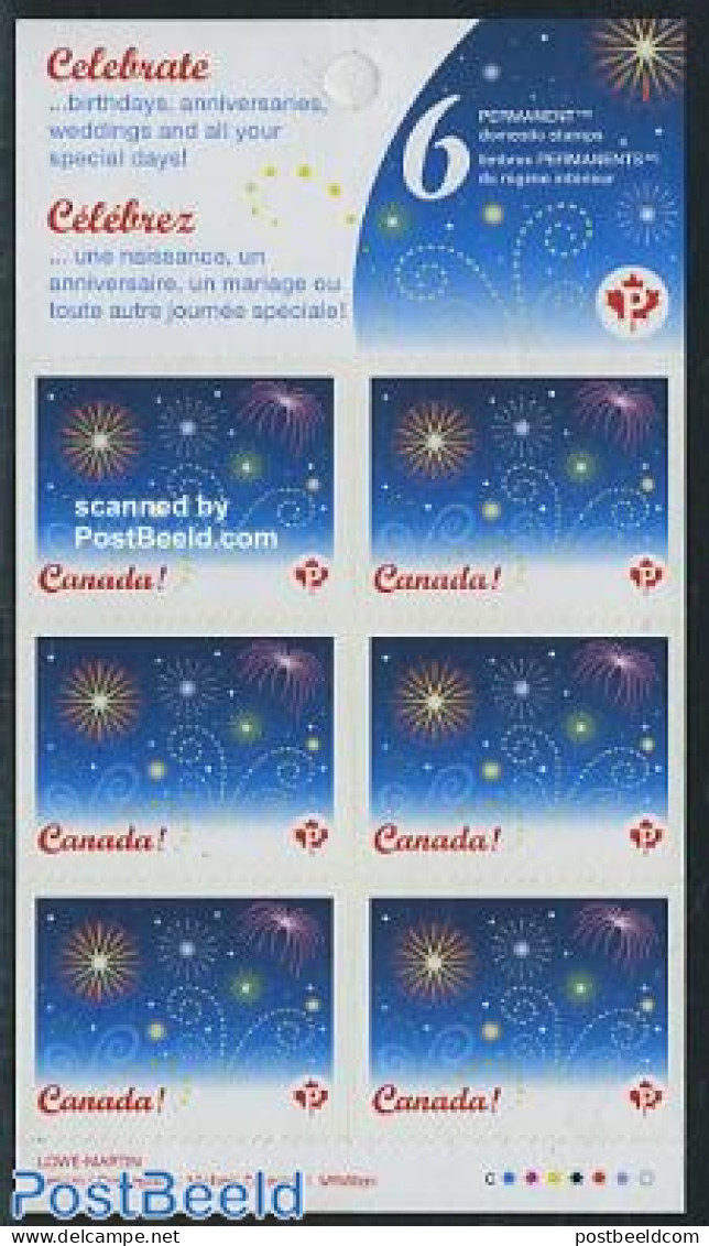 Canada 2008 Celebration Stamp Booklet, Mint NH, Stamp Booklets - Art - Fireworks - Unused Stamps