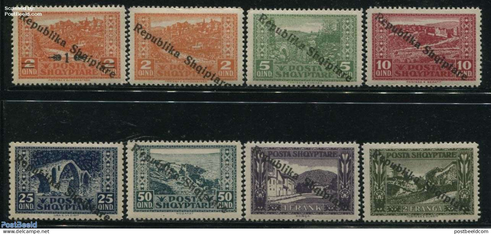 Albania 1925 Definitives, Overprints 8v, Mint NH, Art - Bridges And Tunnels - Ponts