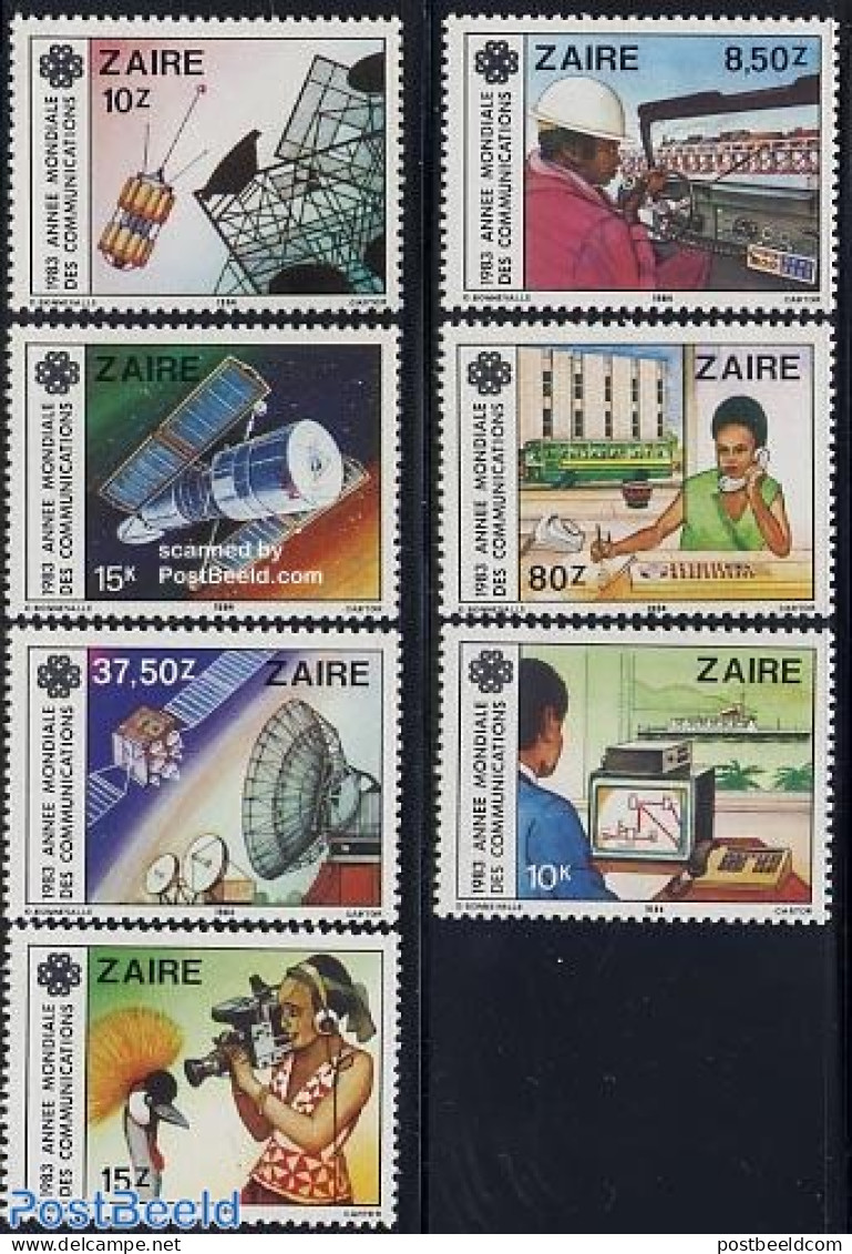 Congo Dem. Republic, (zaire) 1984 World Communication Year 7v, Mint NH, Science - Transport - Int. Communication Year .. - Télécom