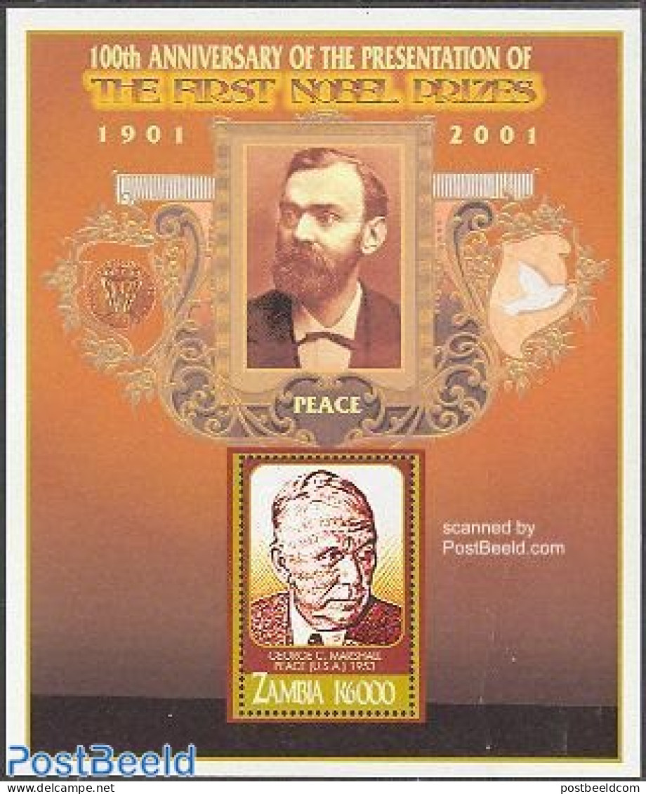 Zambia 2002 Nobel Prize S/s /Marshall, Mint NH, History - Nobel Prize Winners - Nobel Prize Laureates