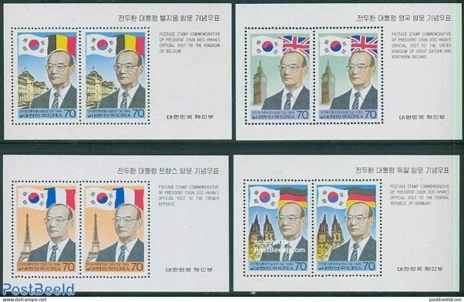 Korea, South 1986 European Visit 4 S/s, Mint NH, History - Korea, South