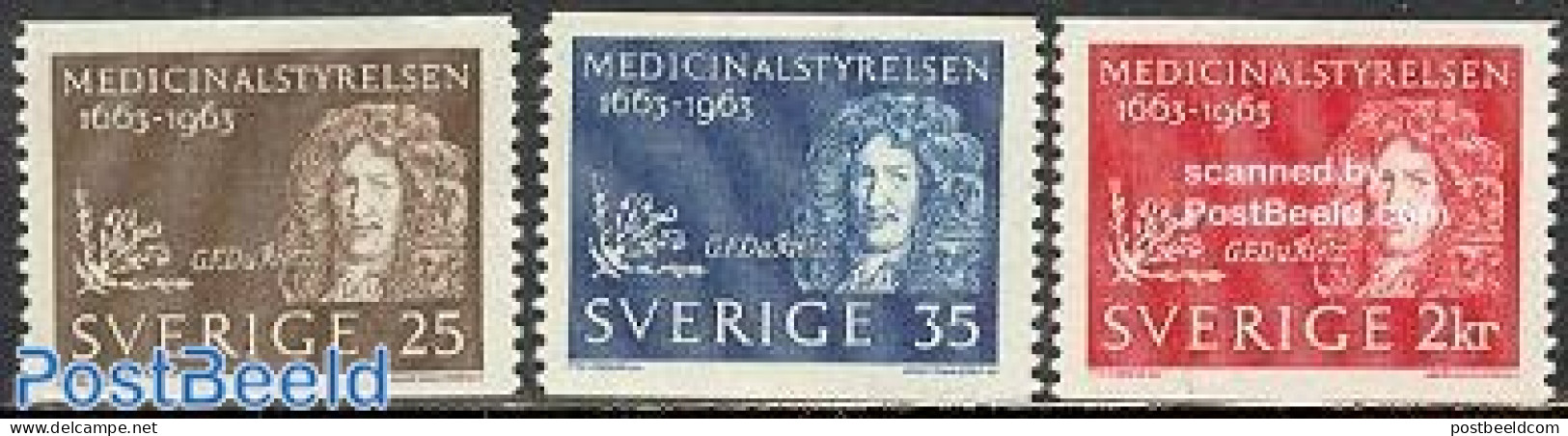 Sweden 1963 G.F. Du Rietz 3v, Mint NH, Health - Health - Ungebraucht