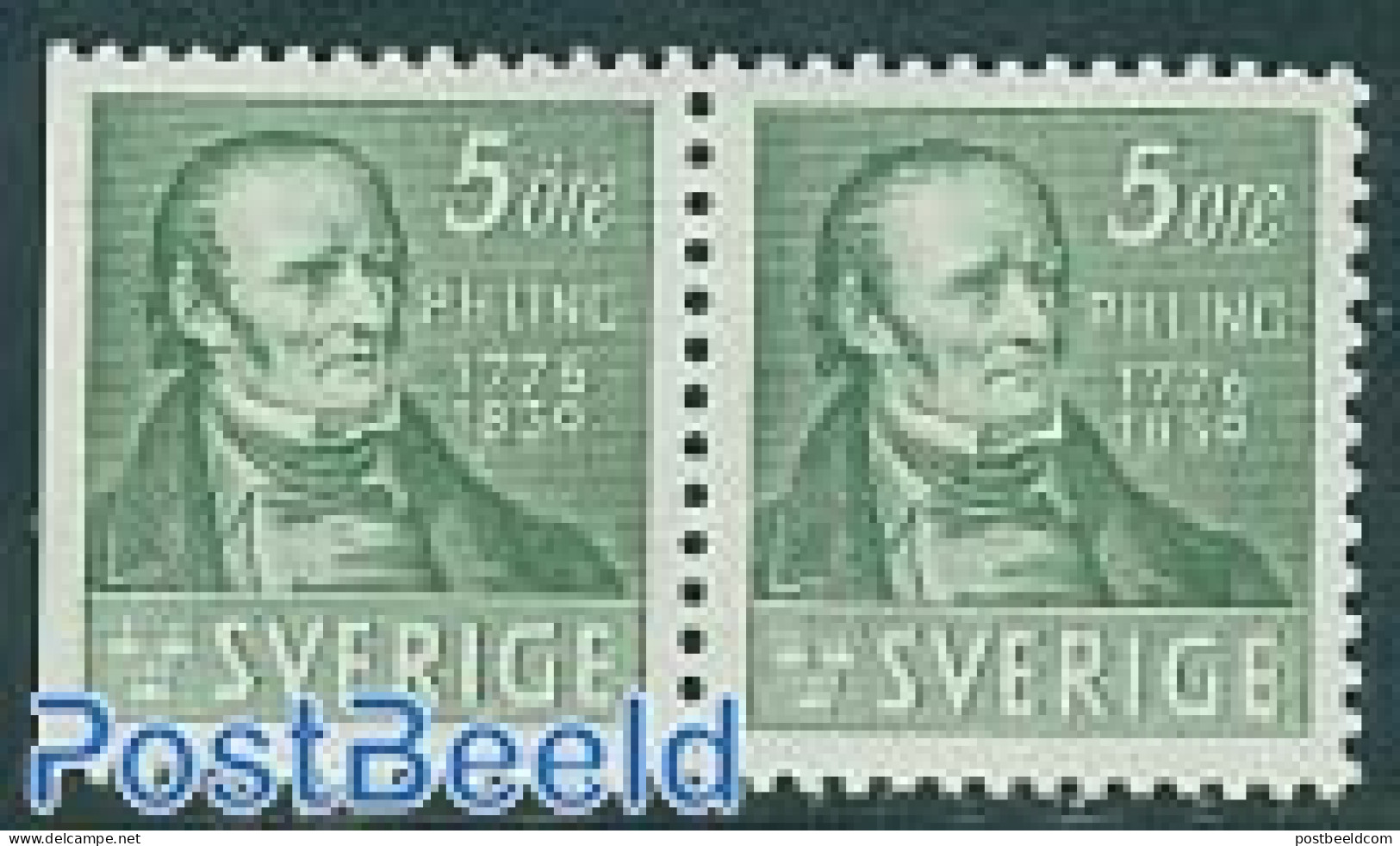Sweden 1939 P.H. Ling Pair (3 Sides Perforated), Mint NH - Unused Stamps