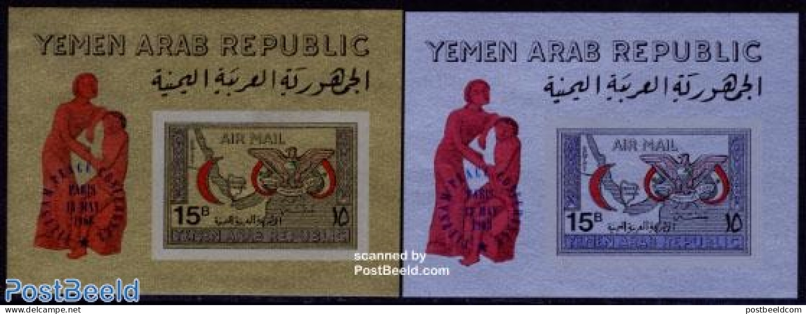 Yemen, Arab Republic 1968 Vietnam Conference 2 S/s, Mint NH, Health - Various - Red Cross - Maps - Red Cross