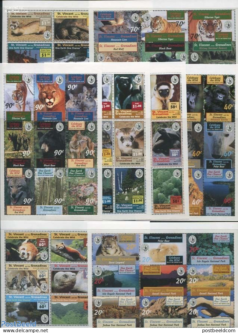 Saint Vincent 1997 Sierra Club 72v (8 M/s), Mint NH, Nature - Sport - Animals (others & Mixed) - Bears - Cat Family - .. - Bergsteigen