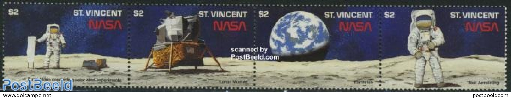 Saint Vincent 1989 20 Years Moonlanding 4v [:::], Mint NH, Transport - Space Exploration - St.Vincent (1979-...)