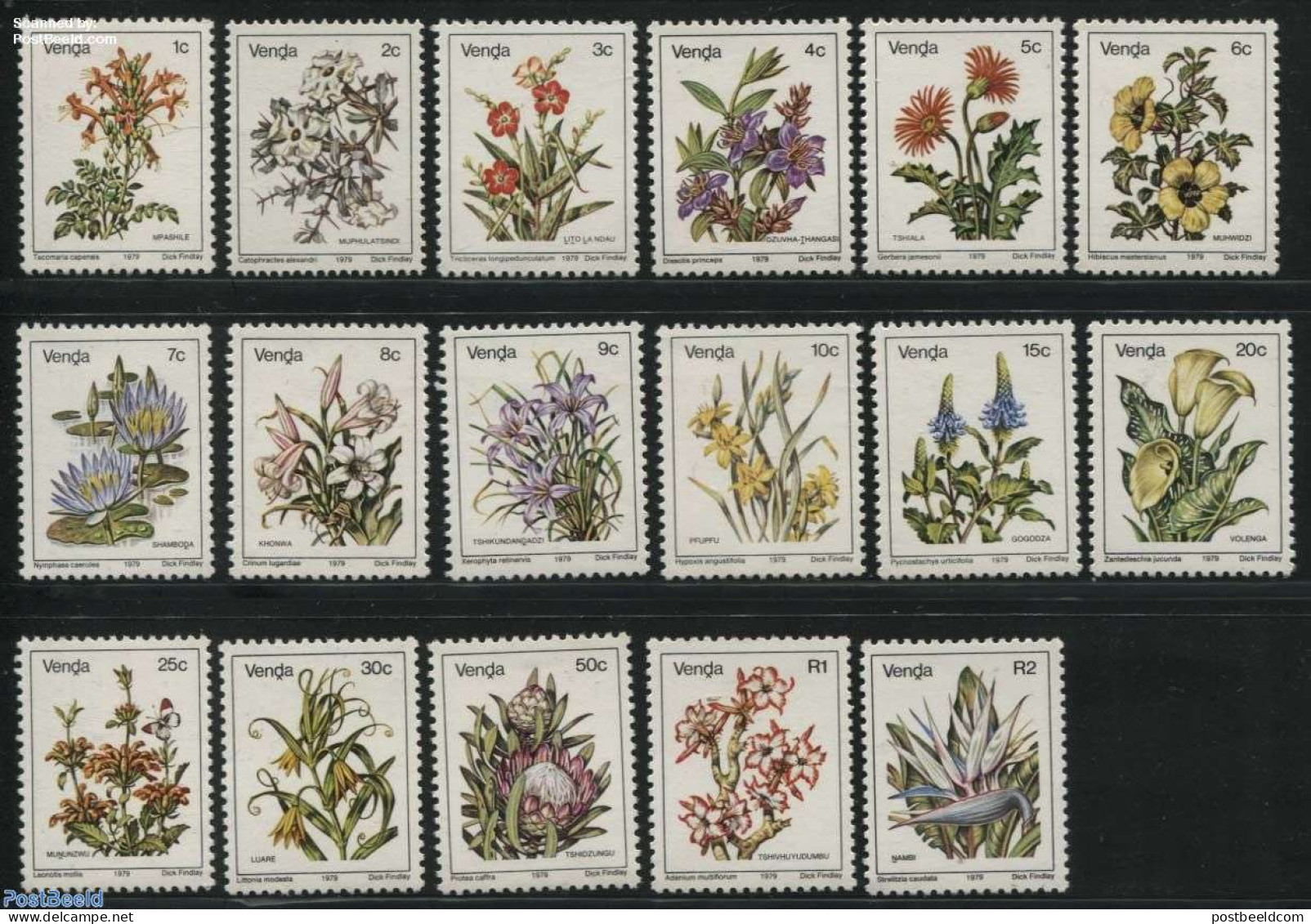 South Africa, Venda 1979 Definitives, Flowers 17v, Mint NH, Nature - Flowers & Plants - Venda