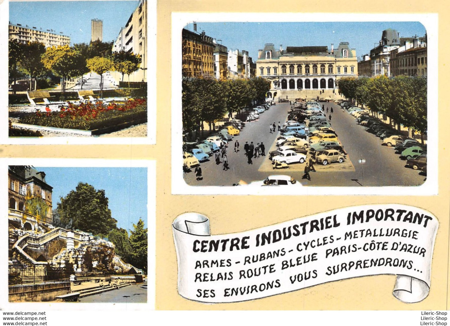 CPSM  ±1960 - SAINT-ÉTIENNE - Centre Industriel Important - Automobiles - 4 Cv Dauphine - 2 Cv DS - Éd. BAURE - Saint Etienne