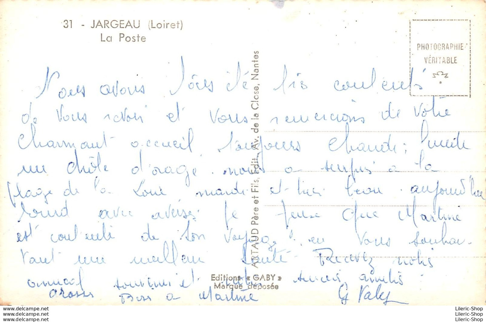 CPSM ±1960 - Poste - Télégraphe - Téléphone - Éditions ARTAUD Père Et Fils - Nantes - Jargeau