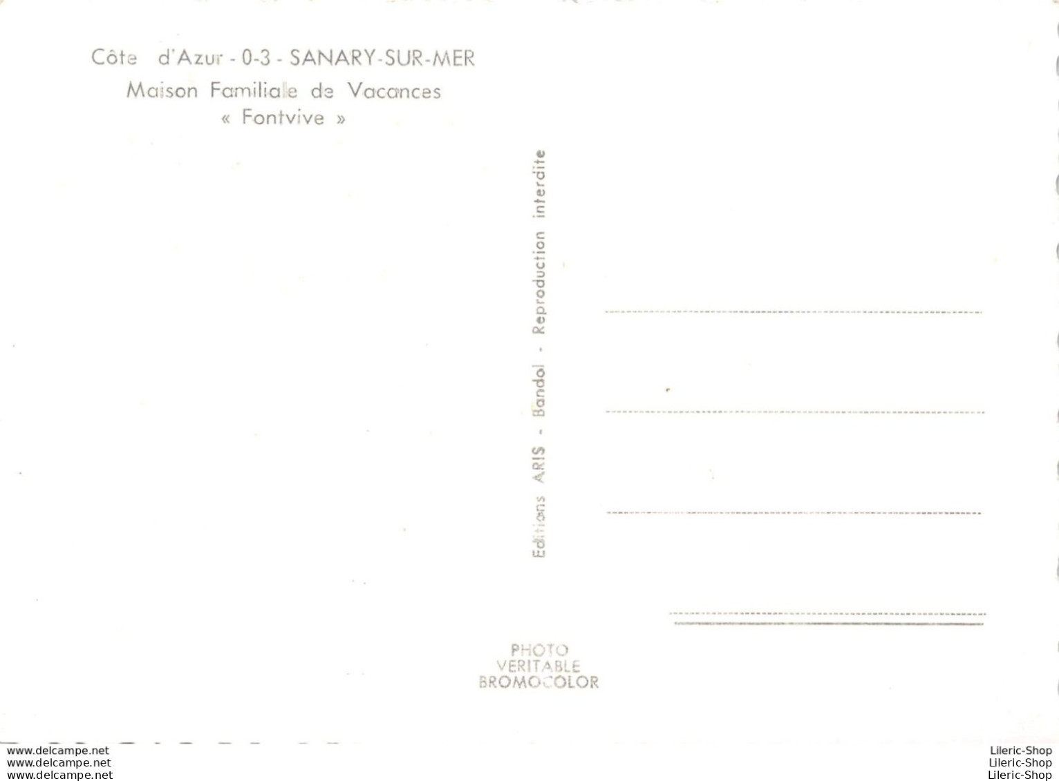 2 CPSM ±1960 SANARY SUR MER Maison Familiale De Vacances " FONTVIVE " - Édit. ARIS - Sanary-sur-Mer