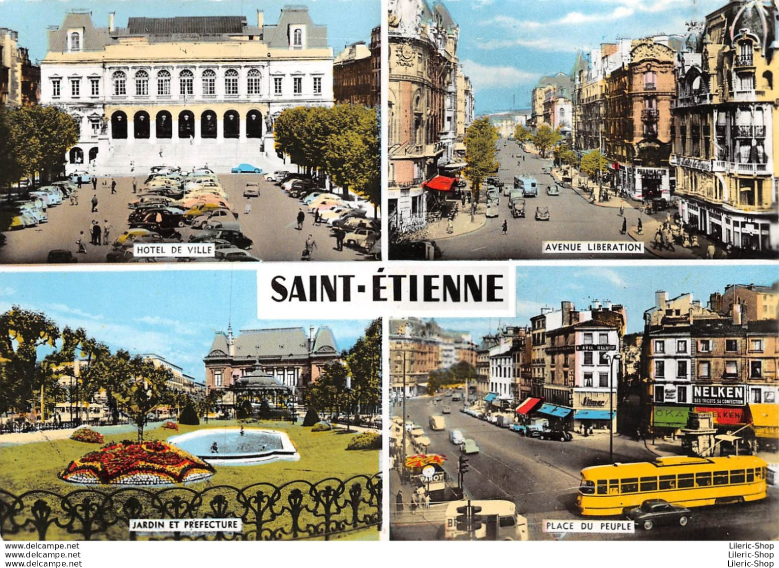 CPSM  ±1970- SAINT-ÉTIENNE - Multivues - Tramway - Automobiles - Citroën Type H - Éd. BAURE - Saint Etienne