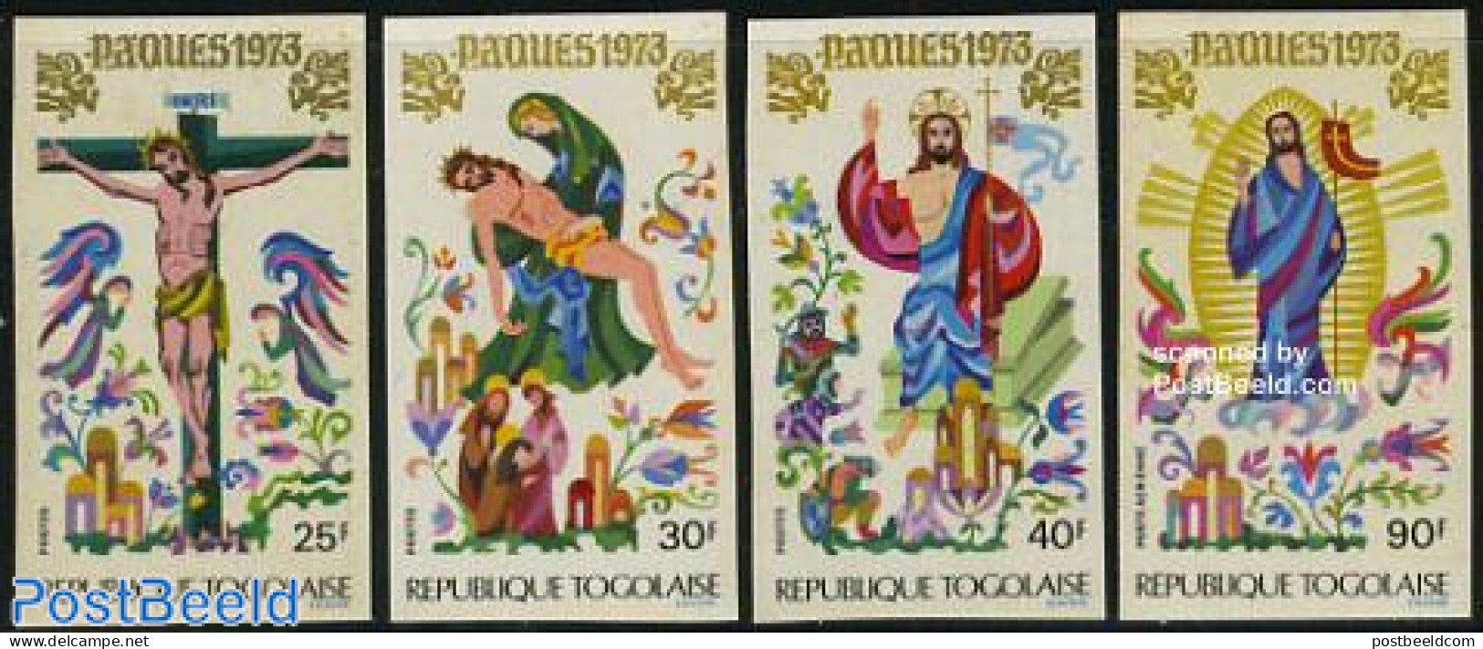 Togo 1973 Easter 4v Imperforated, Mint NH, Religion - Togo (1960-...)