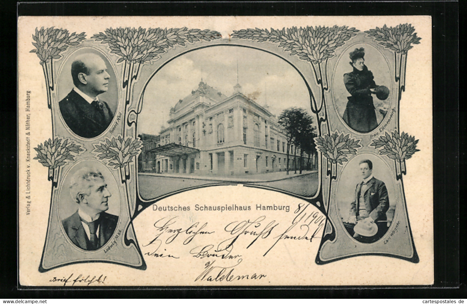 AK Hamburg-St.Georg, Deutsches Schauspielhaus, Porträtbild Von Robert Nhil, Ludwig-Max, Carl Wagner  - Mitte