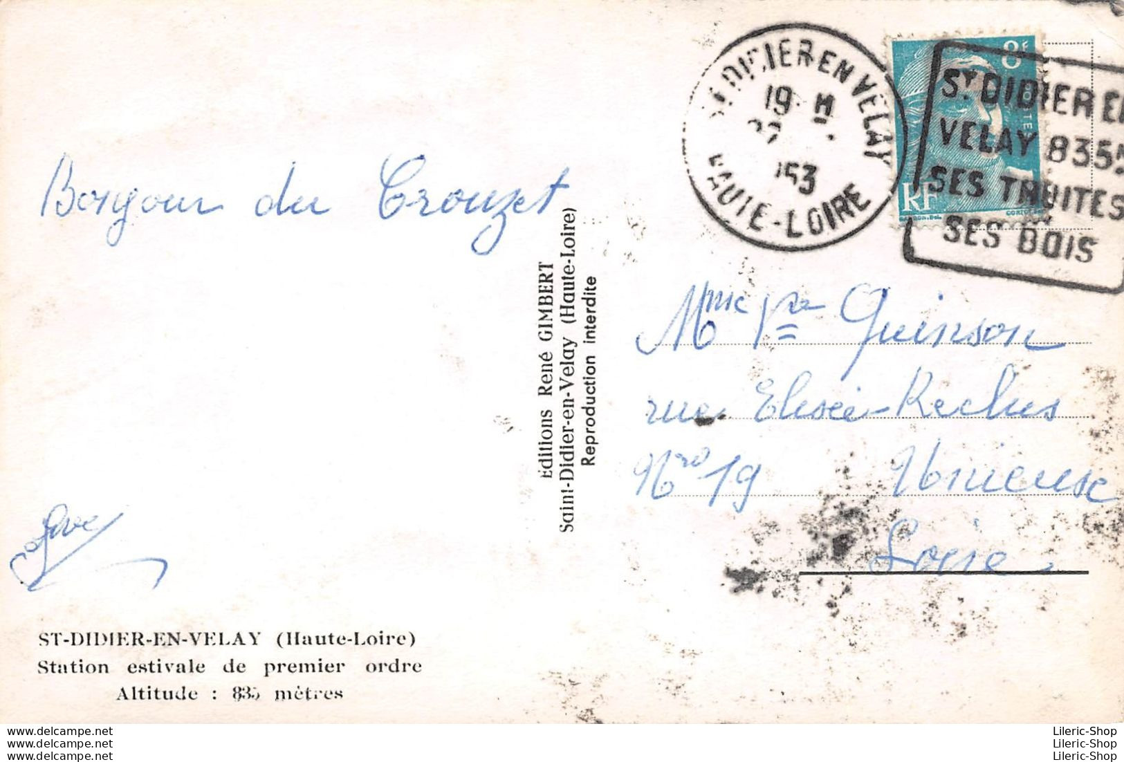 SOUVENIR DE SAINT-DIDIER EN VELAY►43►CPSM►1953►MULTIVUES►ÉDIT. RENÉ GIMBERT - Saint Didier En Velay