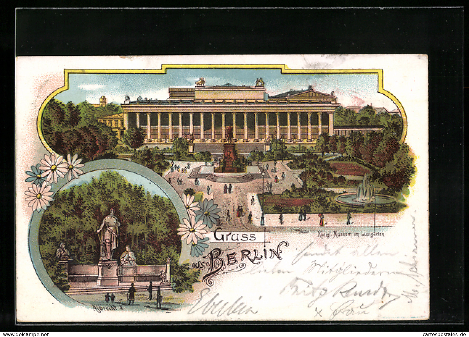 Lithographie Berlin, Königliches Museum Im Lustgarten, Denkmal König Albrecht II.  - Mitte