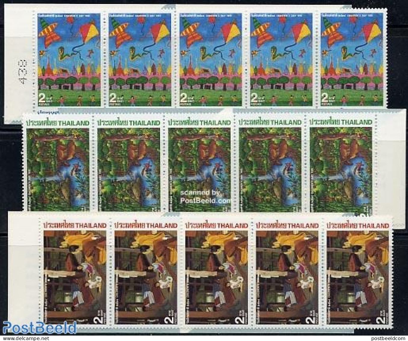 Thailand 1995 Children Day 3 Booklets, Mint NH, Stamp Booklets - Art - Children Drawings - Non Classificati
