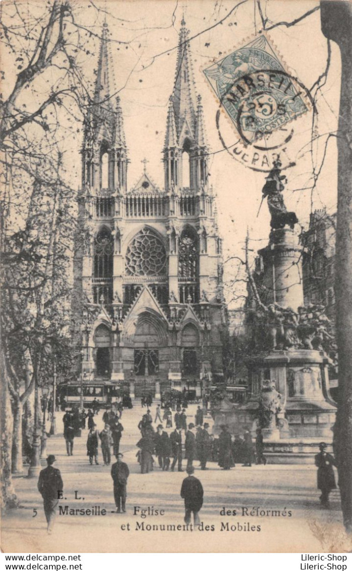 [13]  Marseille Église Des Réformés Et Monument Des Mobiles Cpa 1907 - Canebière, Stadscentrum