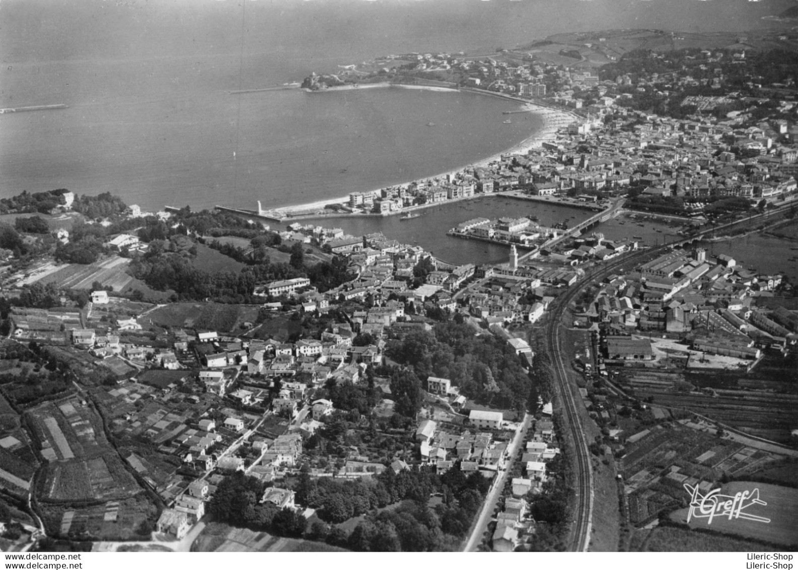 [64] Saint Jean De Luz - Vue Aérienne - Ensemble De Ciboure - Le Port - La Plage - Cpsm GF Dentelée ± 1950 - Saint Jean De Luz