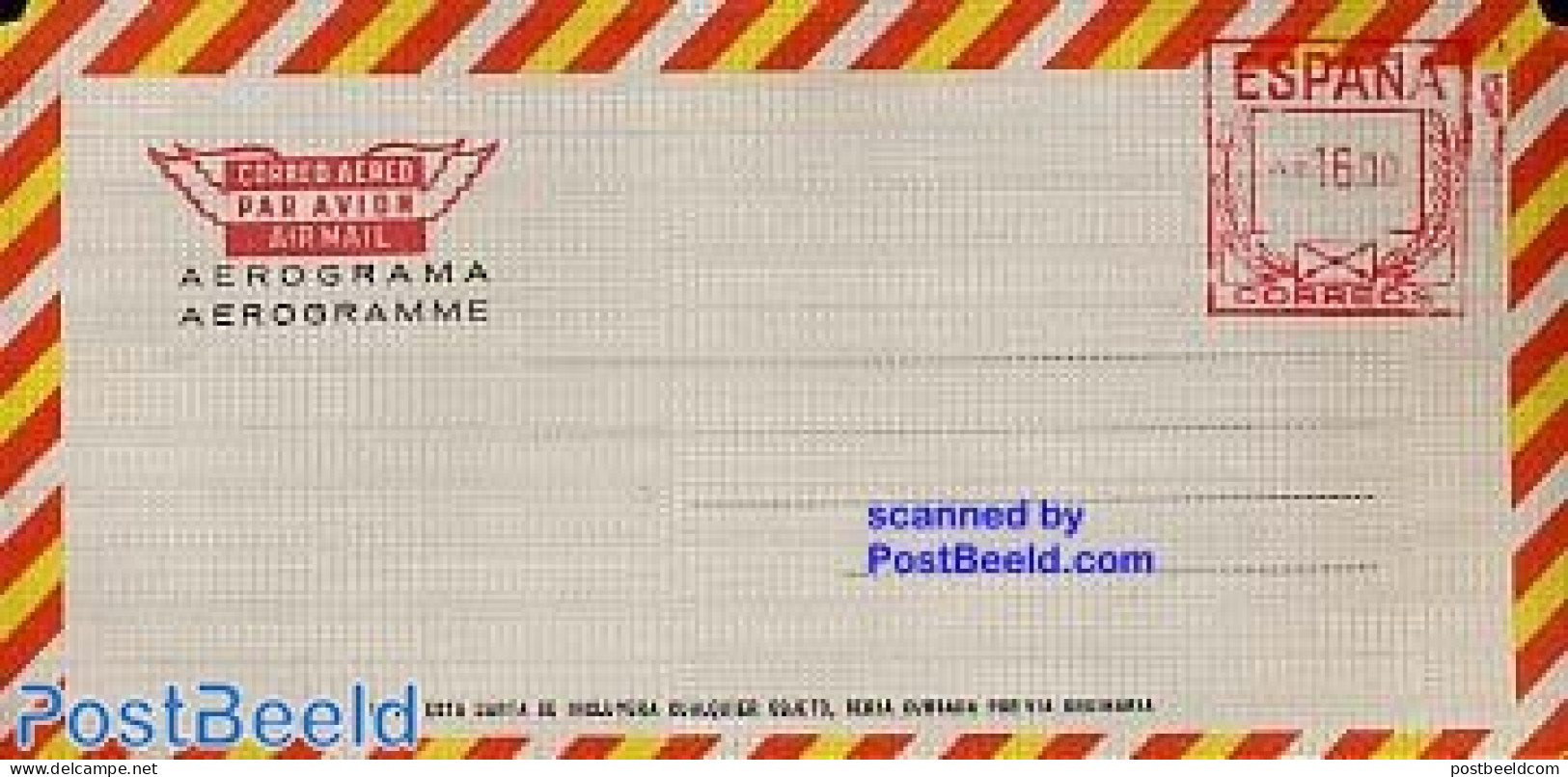Spain 1979 AEROGRAM 16.00, Unused Postal Stationary - Covers & Documents