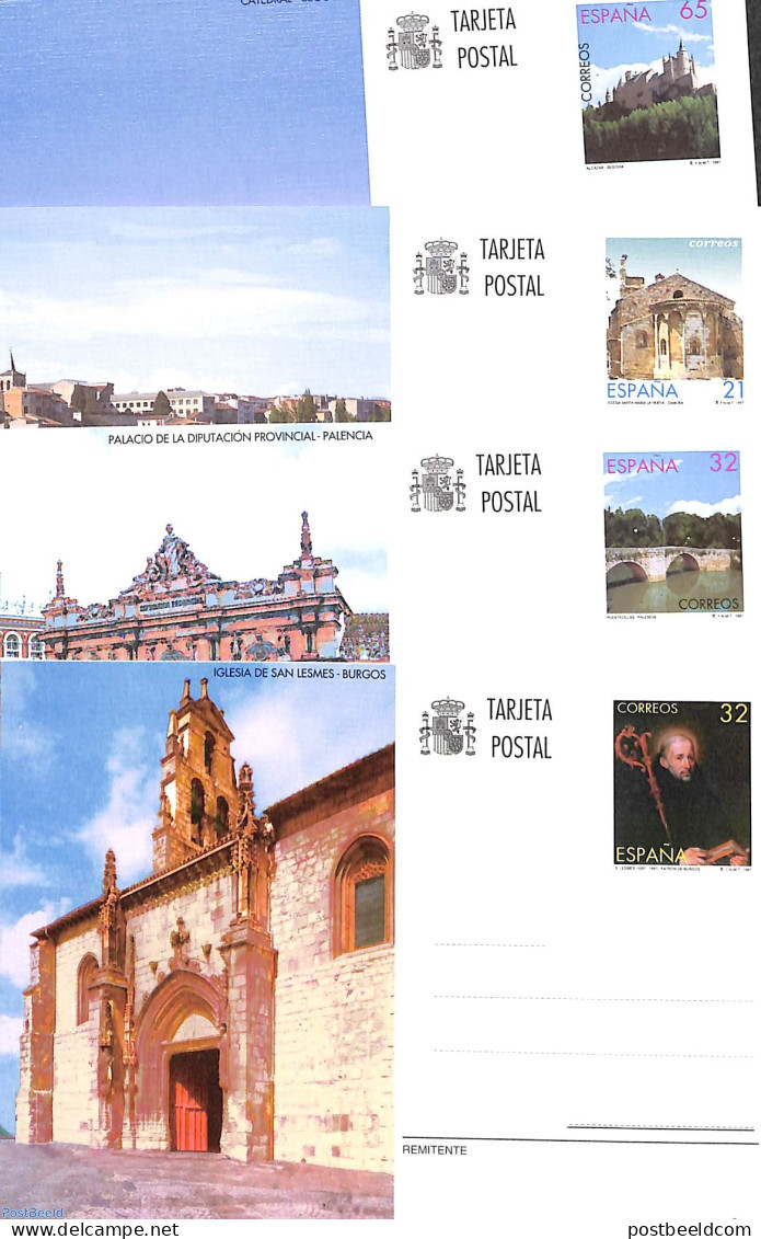 Spain 1997 Postcard Set Cities (4 Cards), Unused Postal Stationary - Briefe U. Dokumente