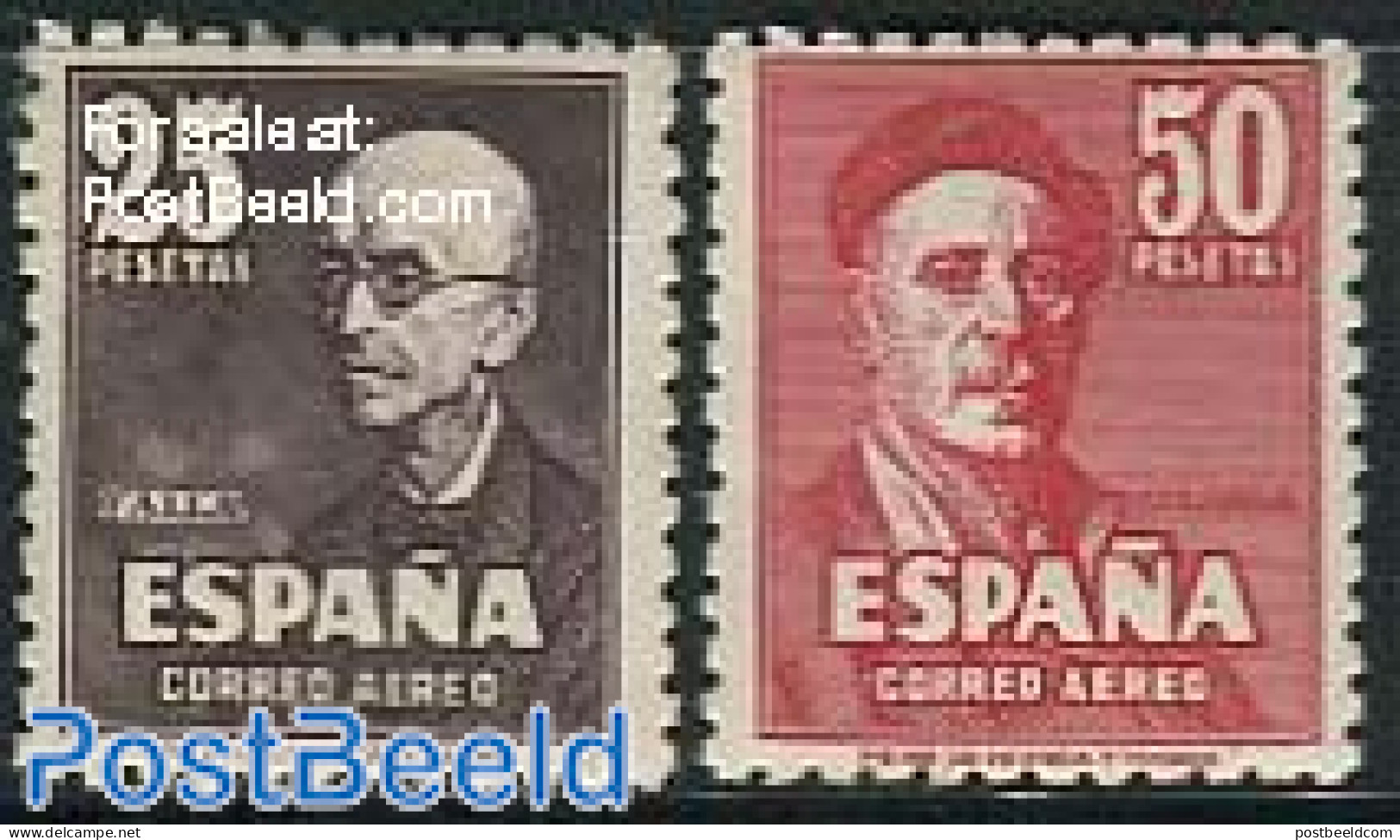 Spain 1947 M. De Falla, I. De Zulogua 2v, Unused (hinged), Performance Art - Music - Art - Self Portraits - Unused Stamps
