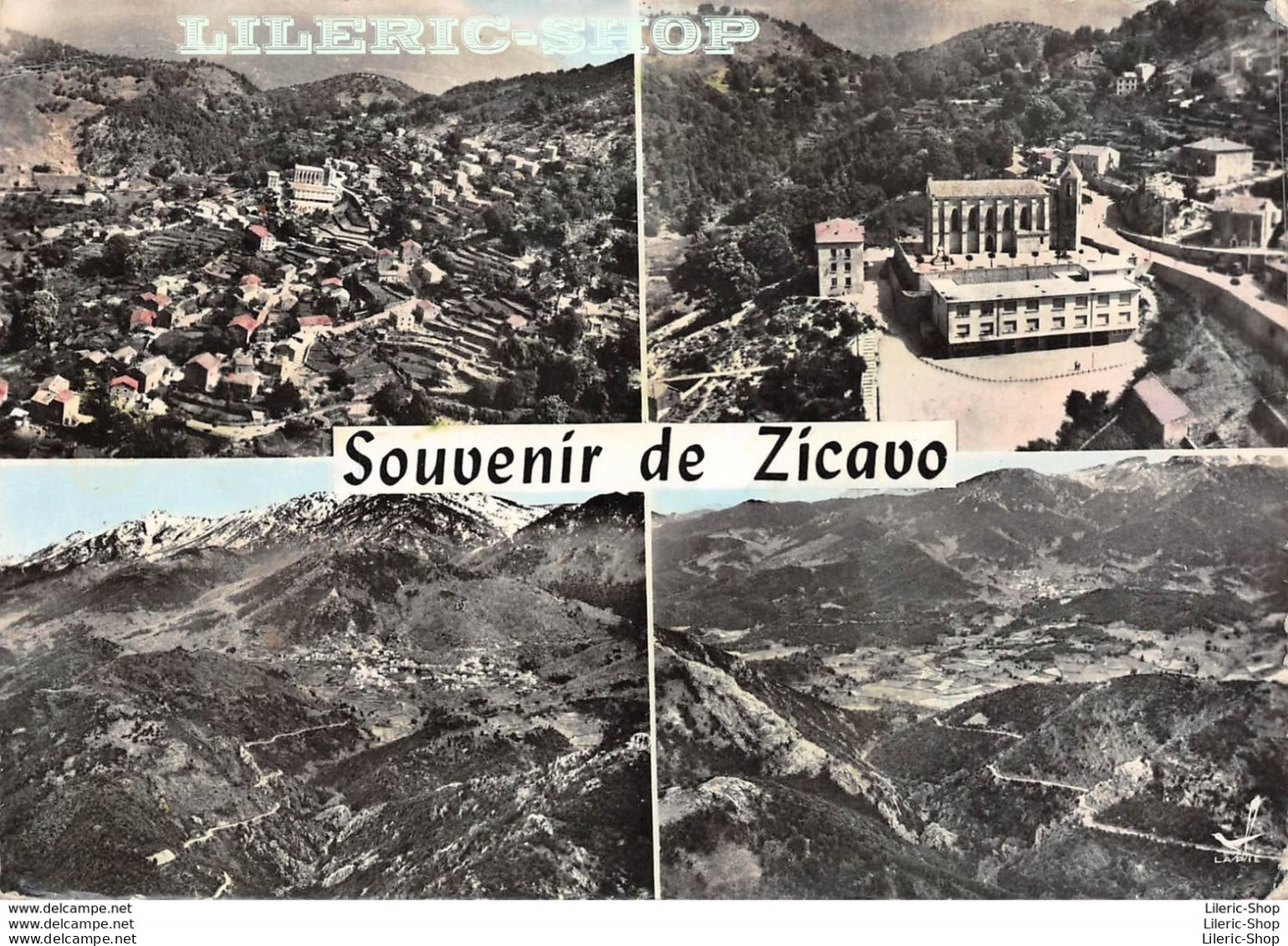 [2A] SOUVENIR DE ZICAVO - VUE GÉNÉRALE L'ÉGLISE ET LE COURS COMPLÉMENTAIRE ÉDITIONS LAPIE CPSM GF Dentelée 1962 - Sonstige & Ohne Zuordnung