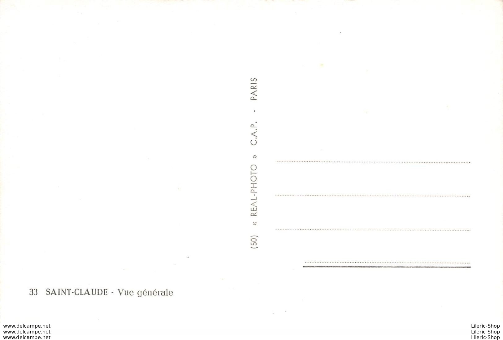 [39] SAINT-CLAUDE  - VUE GÉNÉRALE AÉRIENNE REAL-PHOTO - CAP - CPSM PF ± 1960 - Saint Claude