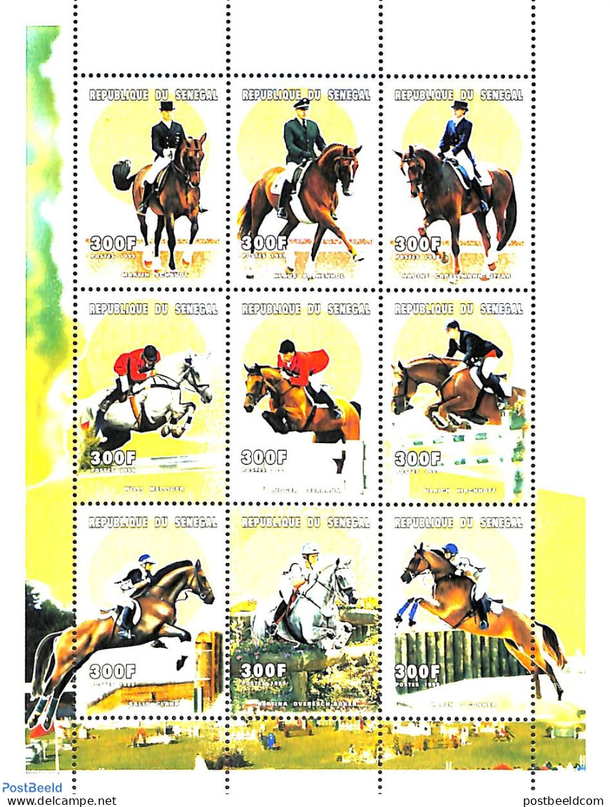 Senegal 1999 Horse Sports 9v M/s, Mint NH, Nature - Horses - Senegal (1960-...)