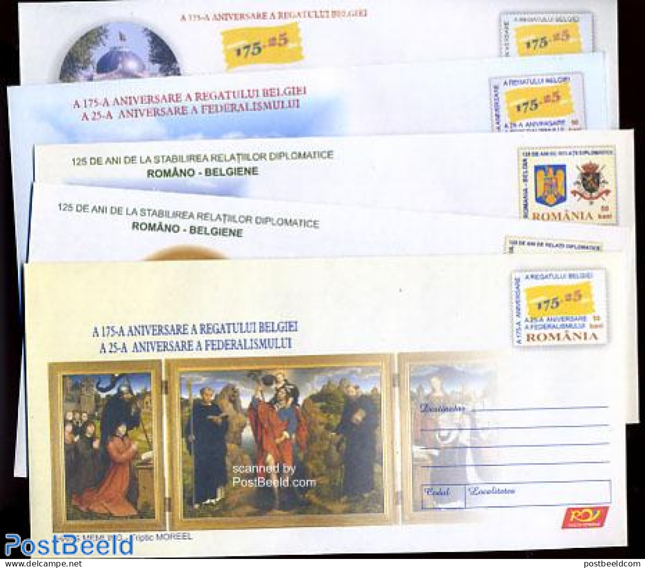 Romania 2006 Envelope Set, Belgian Connections (5 Covers), Unused Postal Stationary, Art - Architecture - Paintings - Covers & Documents