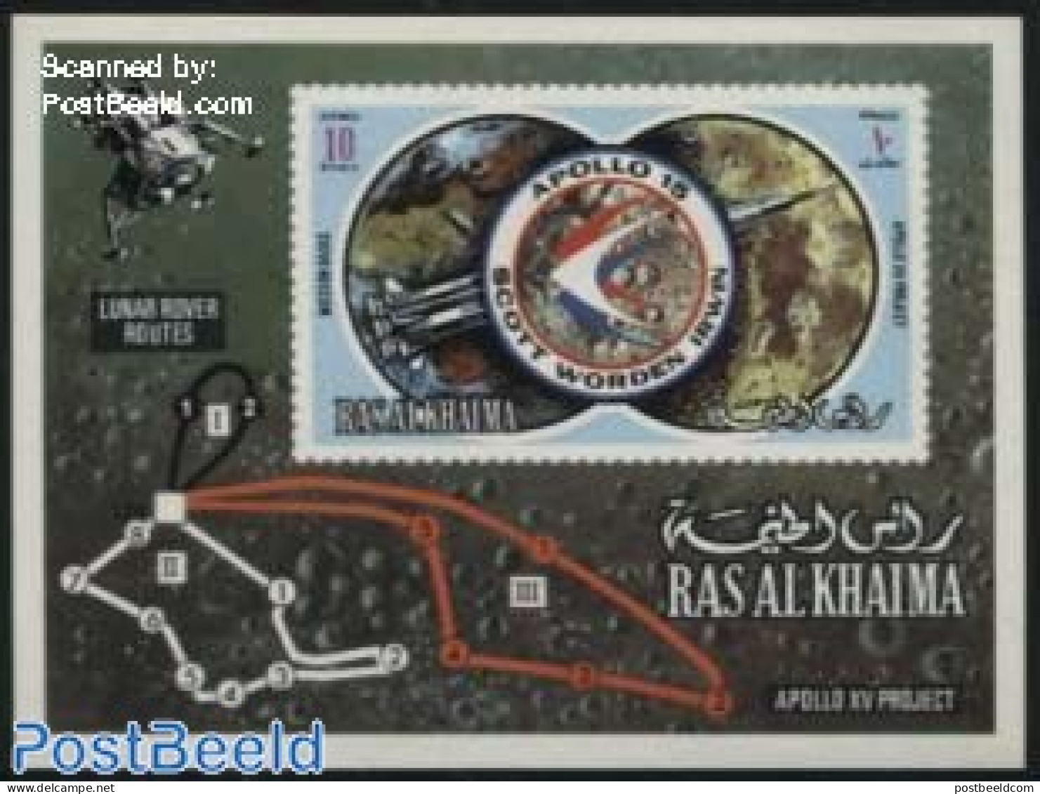 Ras Al-Khaimah 1971 Apollo 15 S/s, Mint NH, Transport - Space Exploration - Ra's Al-Chaima