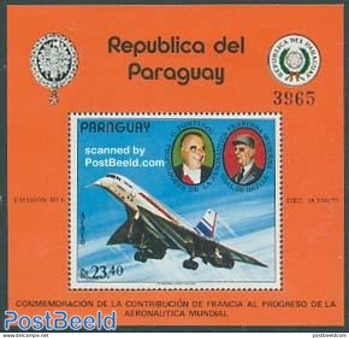 Paraguay 1972 Concorde S/s, Mint NH, Transport - Concorde - Aircraft & Aviation - Concorde