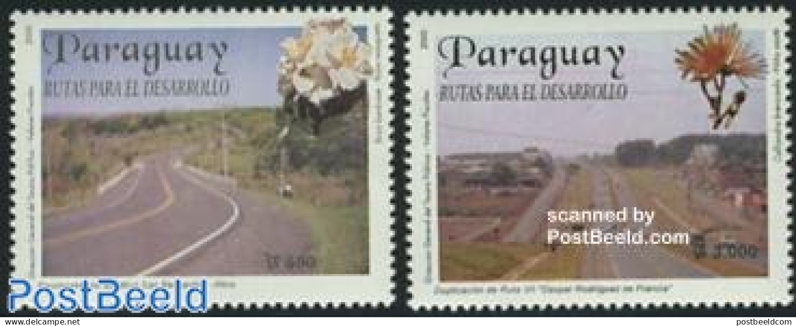 Paraguay 2000 Road Construction 2v, Mint NH, Nature - Flowers & Plants - Paraguay