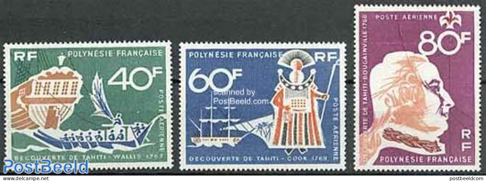 French Polynesia 1968 200 Years Discovery 3v, Mint NH, History - Transport - Explorers - Ships And Boats - Neufs